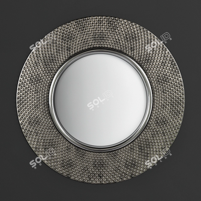 Elegant Pewter Circular Mirror 3D model image 1