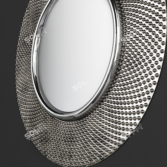 Elegant Pewter Circular Mirror 3D model image 2