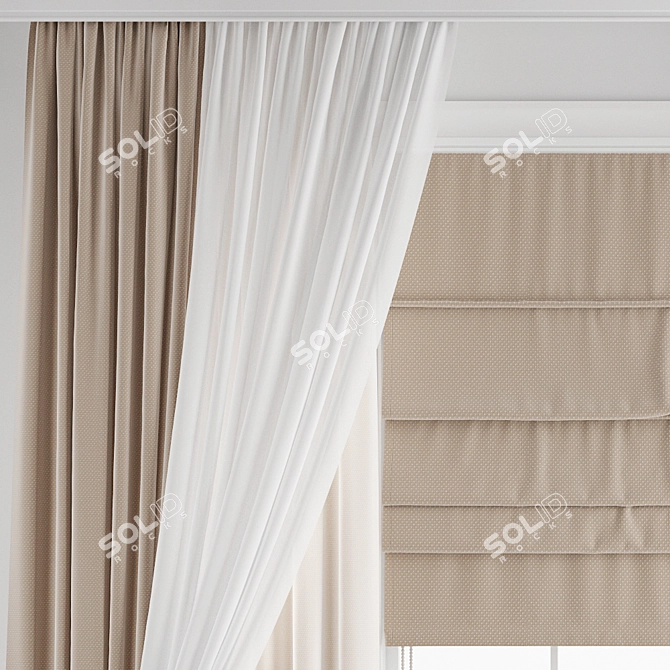 Poly Curtain 3D Model 3D model image 2