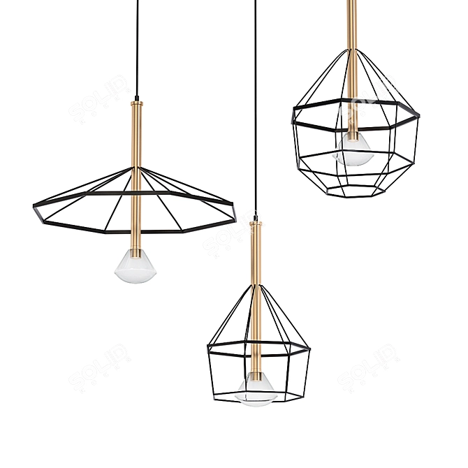 Mesh Metal Ceiling Lights Collection 3D model image 1