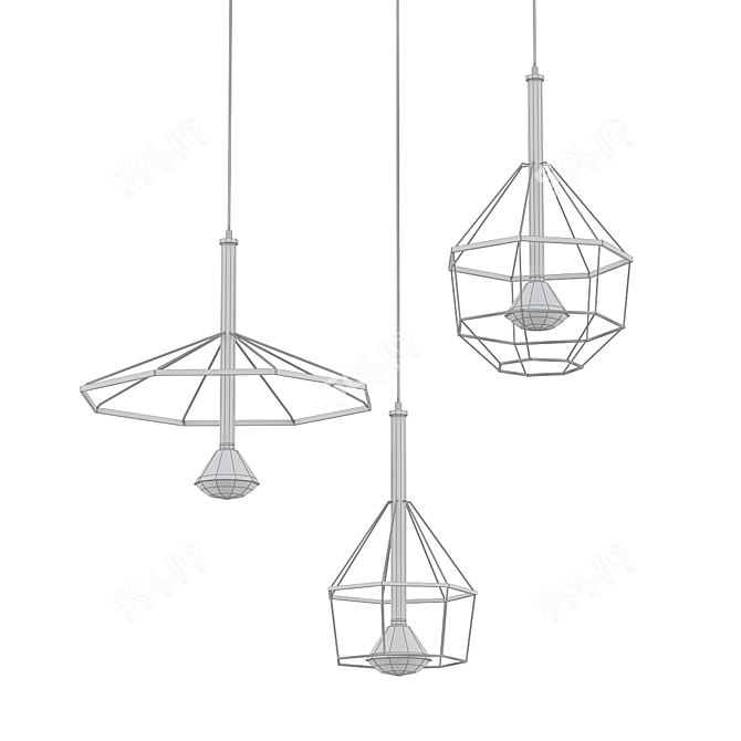 Mesh Metal Ceiling Lights Collection 3D model image 2