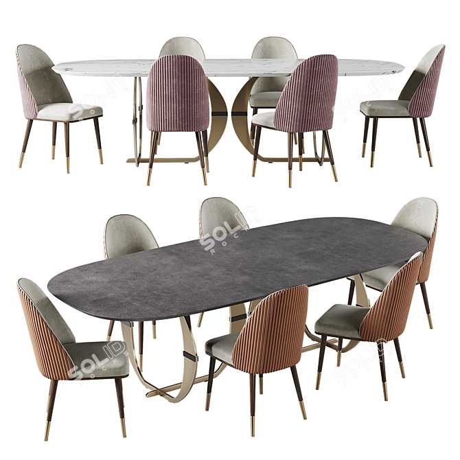 Elegant Capital Collection Oval Dining Set 3D model image 4
