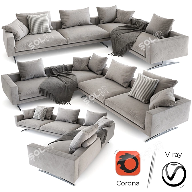 Flexform Campiello Sofa: Stylish and Spacious Seating 3D model image 2