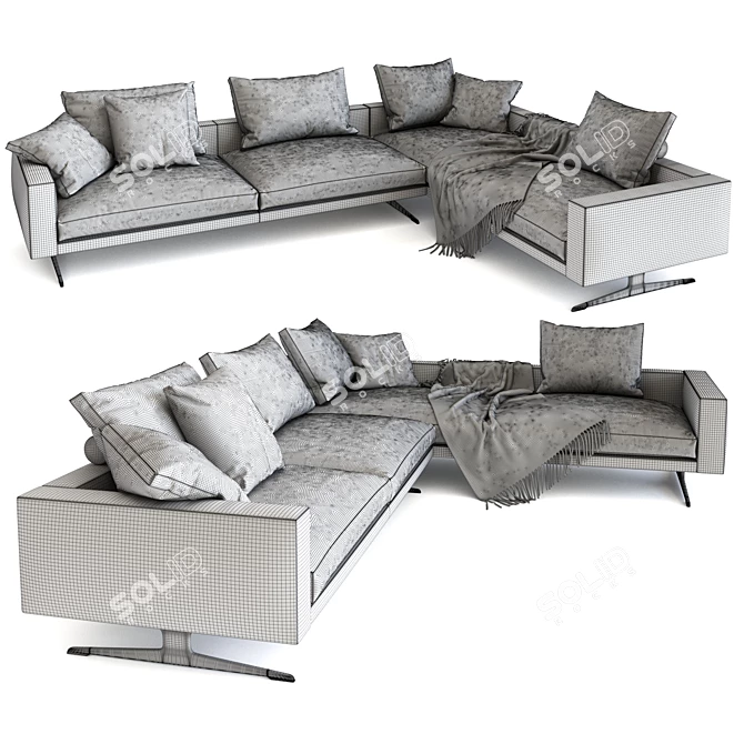 Flexform Campiello Sofa: Stylish and Spacious Seating 3D model image 4