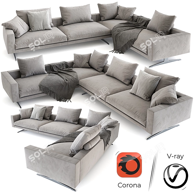 Flexform Campiello Sofa: Stylish and Spacious Seating 3D model image 5