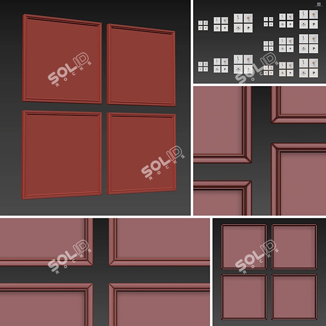 Multi-frame Picture Set - Elegant Frames in Various Colors & Sizes 3D model image 7