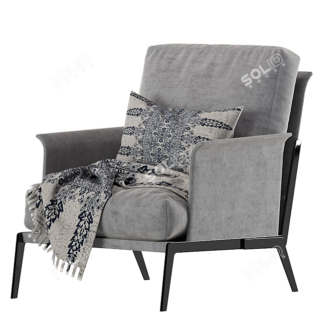 Flexform Happy Hour Armchair: Stylish Comfort for Your Space 3D model image 4