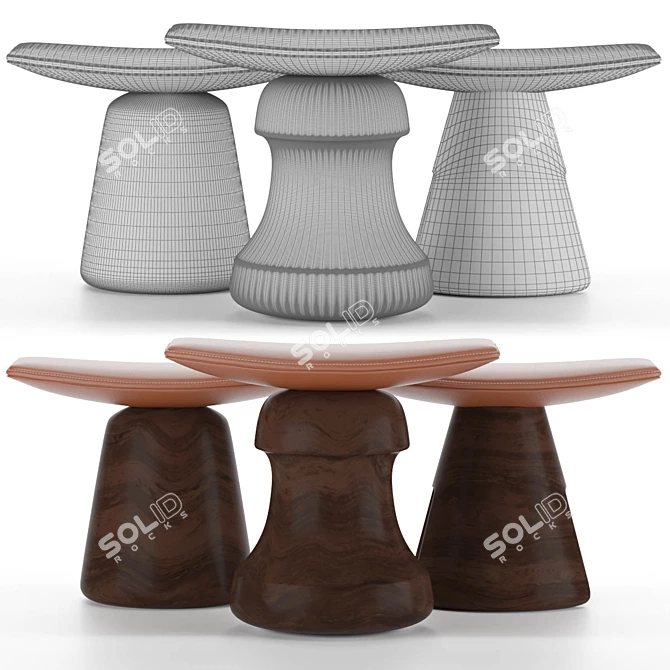 Delcourt's Roi Fou and Mat Stools 3D model image 1