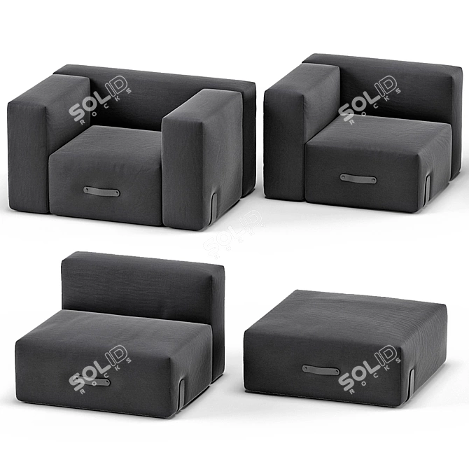 Modular Miami Sofa: Lounger, Corner, Base, Ottoman 3D model image 1