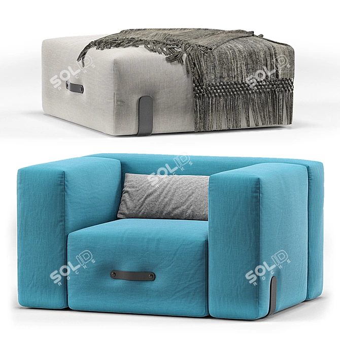 Modular Miami Sofa: Lounger, Corner, Base, Ottoman 3D model image 3