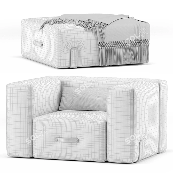 Modular Miami Sofa: Lounger, Corner, Base, Ottoman 3D model image 4