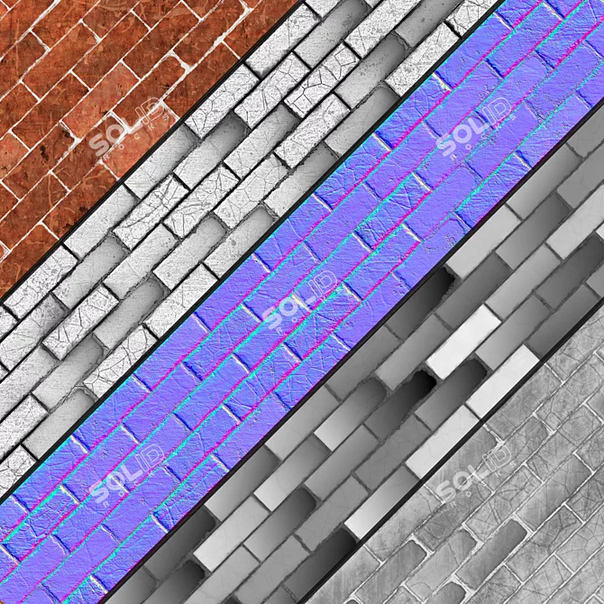 Seamless Brick PBR Material Set 3D model image 3