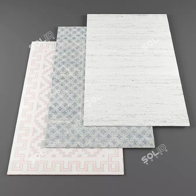 High-Resolution Set of 4 Rugs 3D model image 1