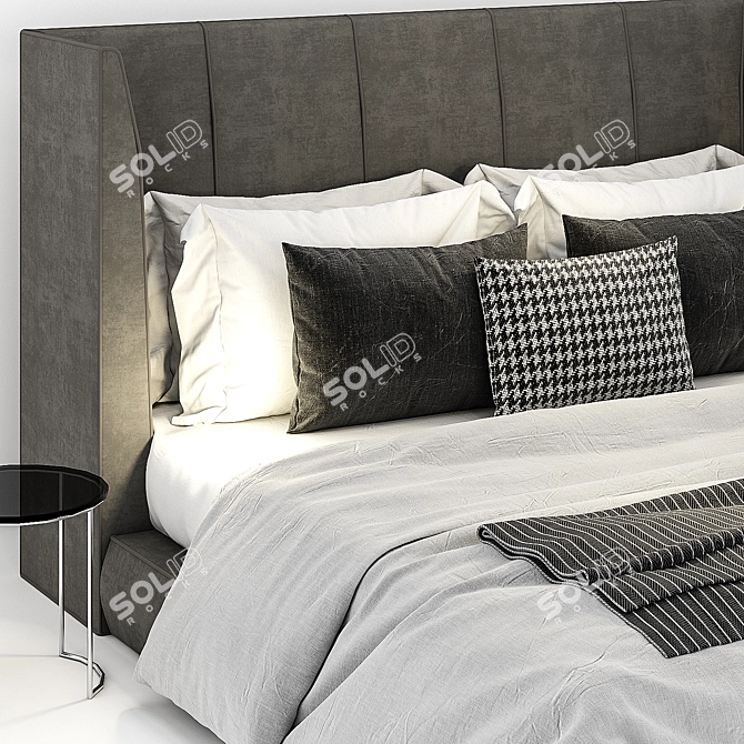 Elegant Dark Gray Bed 3D model image 3