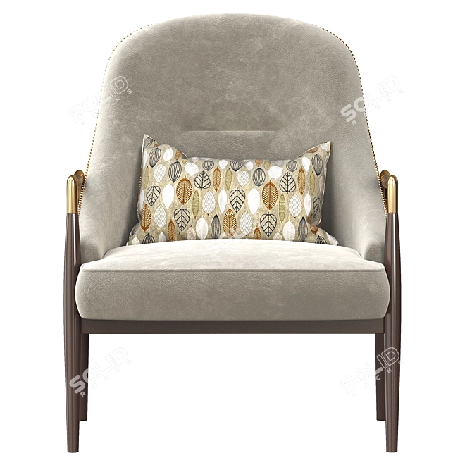 Elegant Brass Walnut Lounge Chairs 3D model image 2
