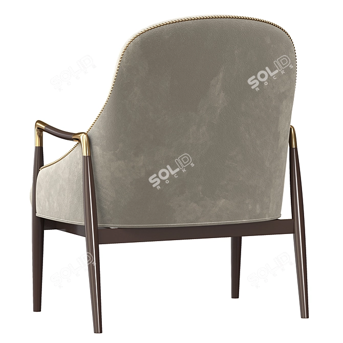 Elegant Brass Walnut Lounge Chairs 3D model image 4