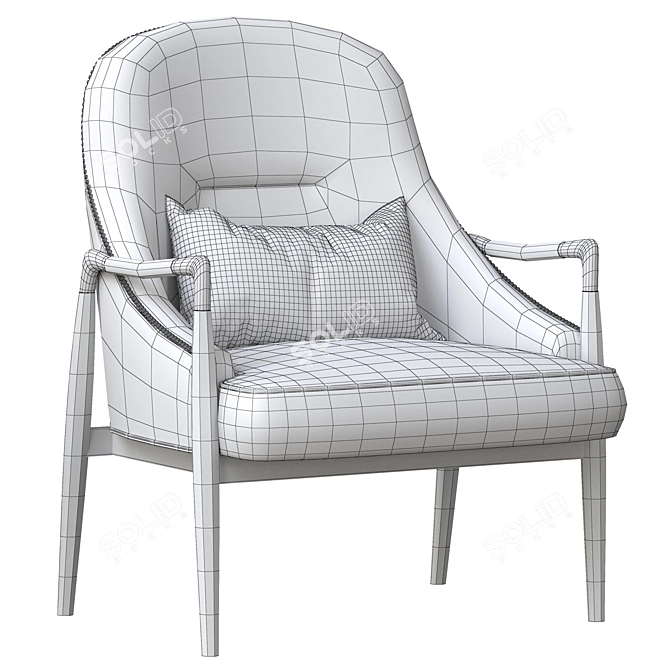 Elegant Brass Walnut Lounge Chairs 3D model image 5