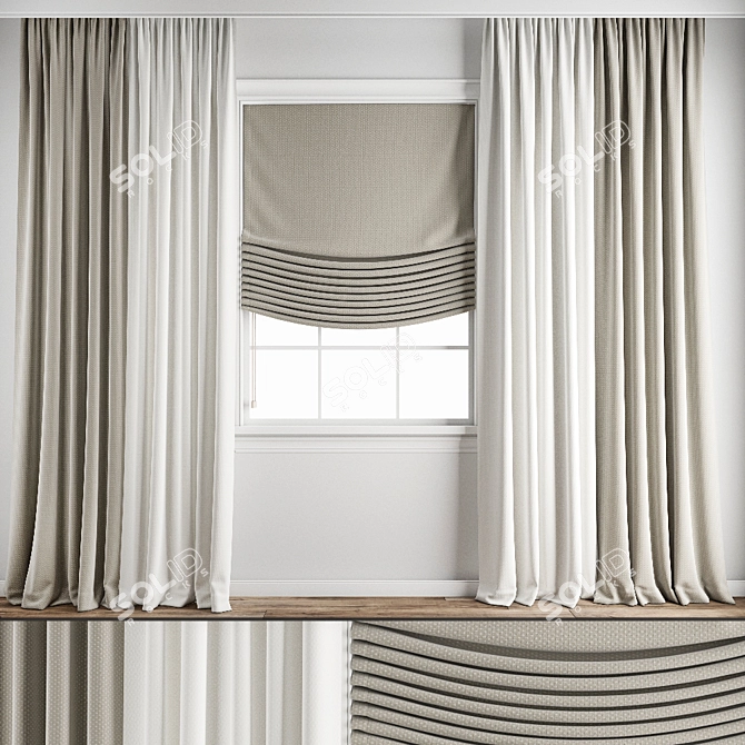 Title: Premium Model Curtain Set 3D model image 1