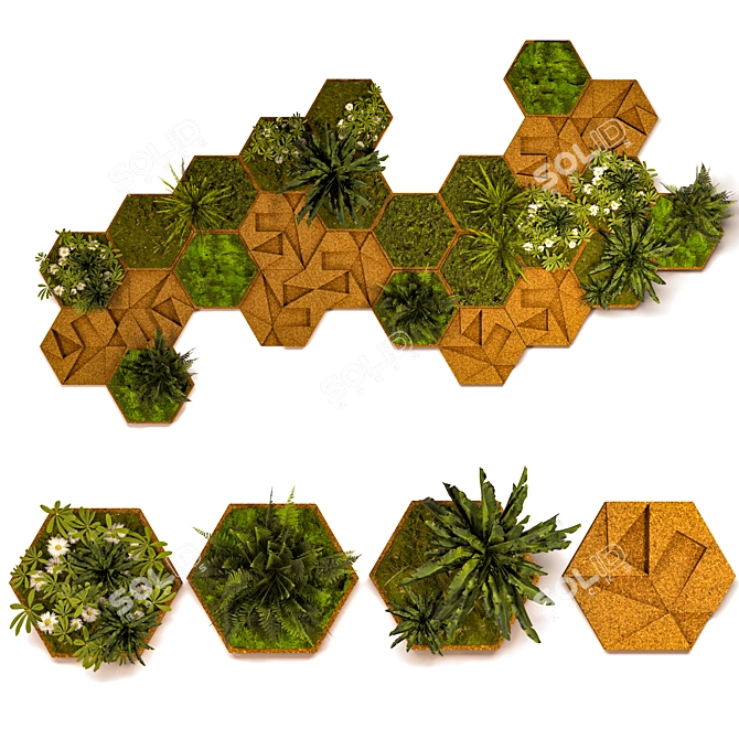 Lush Green Indoor Plant Set 3D model image 1