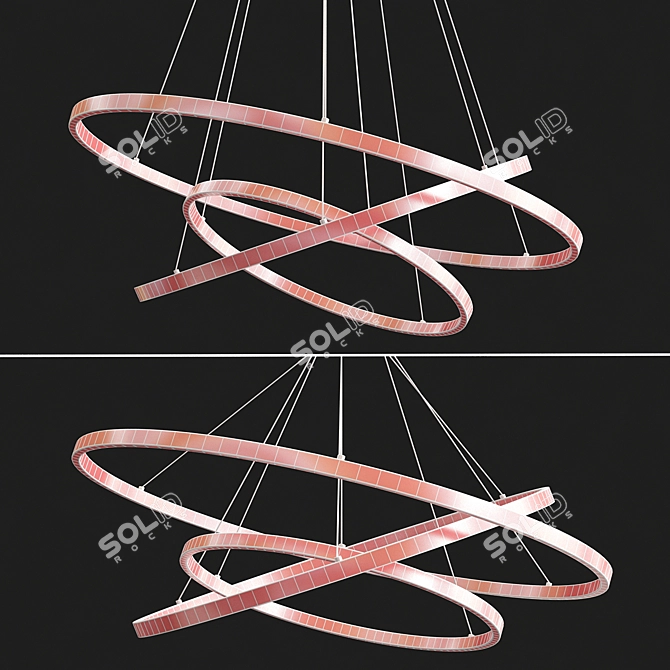 Sleek Circle Pendant Chandelier 3D model image 2