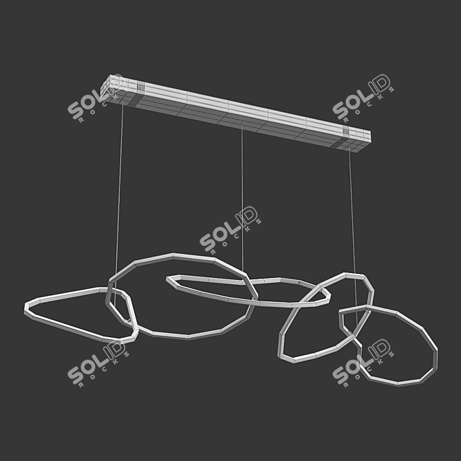 Elegant Hanging Ring Chandelier 3D model image 2