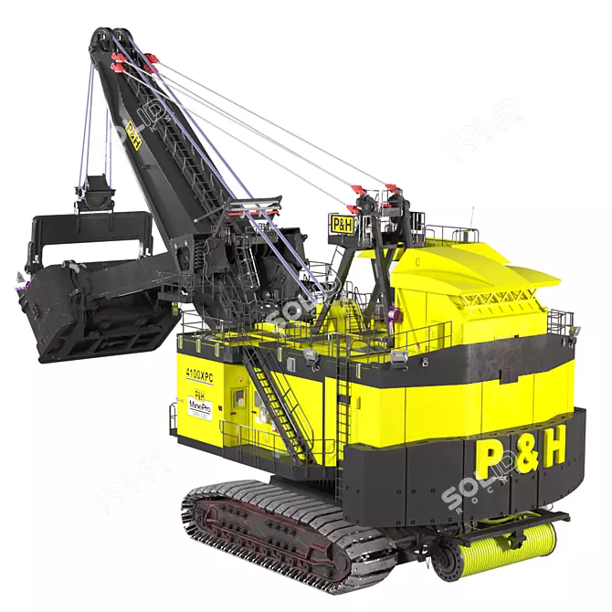 Heavy Duty P&H 4100XPC Electric Rope Shovel 3D model image 2