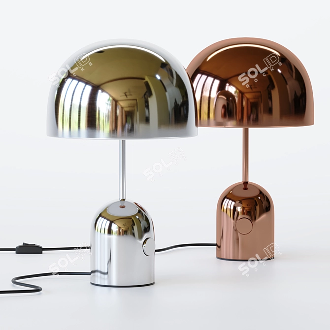 Industrial Copper and Chrome Ocaro Table 3D model image 1