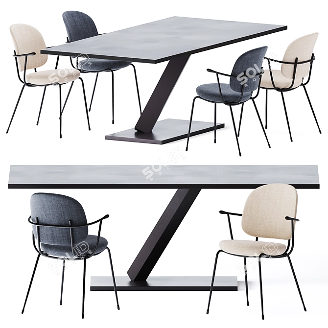 Sleek Element Dining Table 3D model image 1