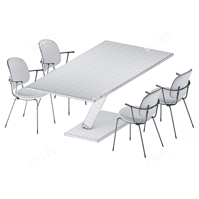 Sleek Element Dining Table 3D model image 2