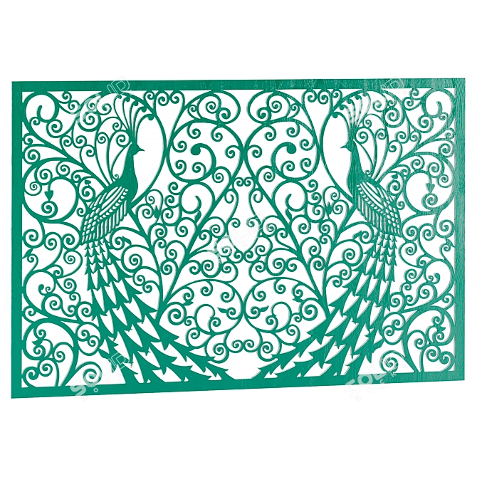 Peacock Panel - Stunning Wall Decor 3D model image 2