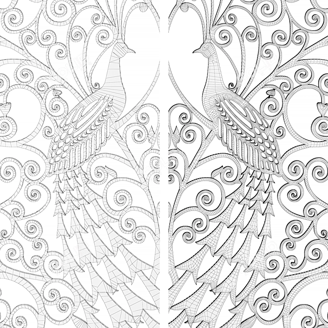 Peacock Panel - Stunning Wall Decor 3D model image 5