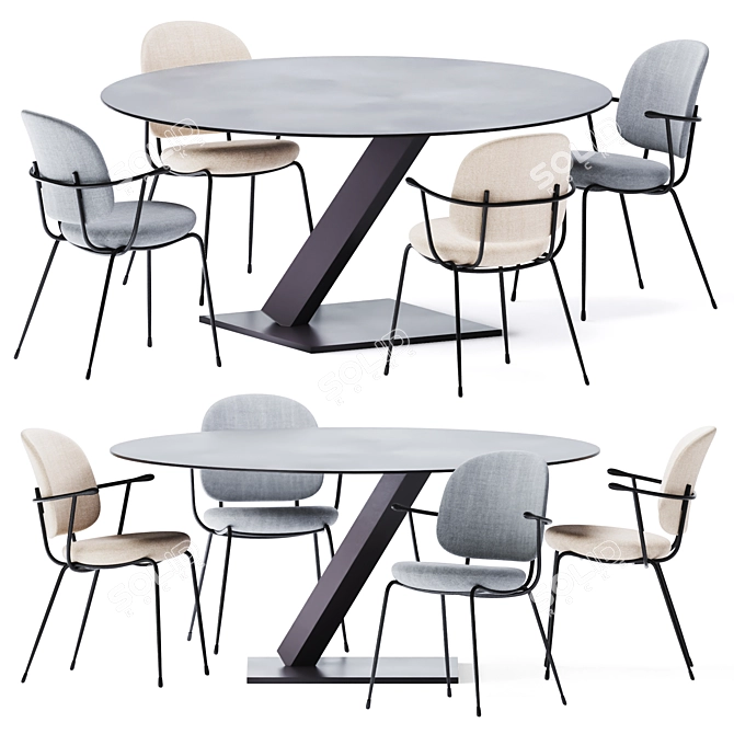 Modern Element Round Dining Table 3D model image 1