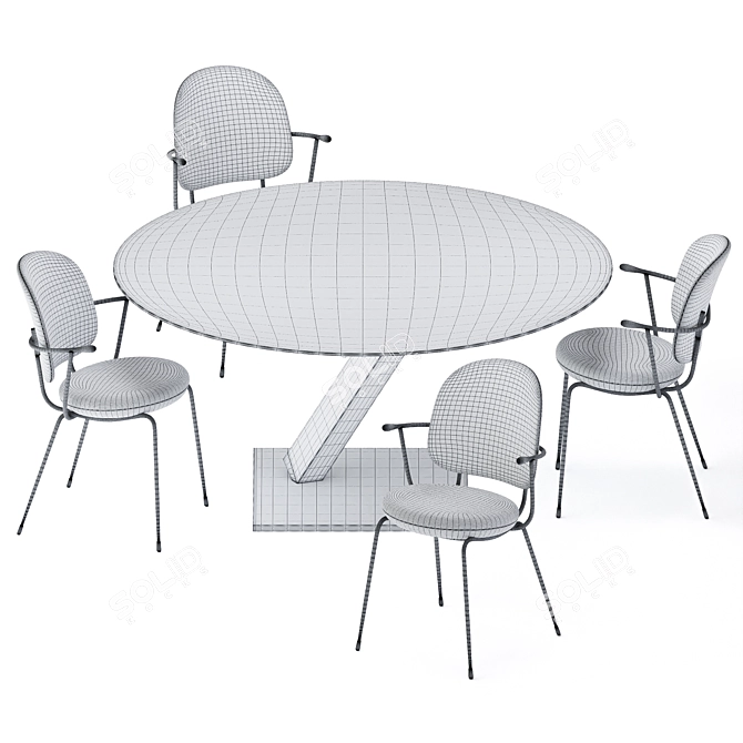 Modern Element Round Dining Table 3D model image 2