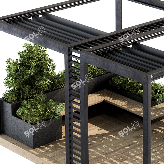 Elevated Pergola Garden Set 3D model image 2