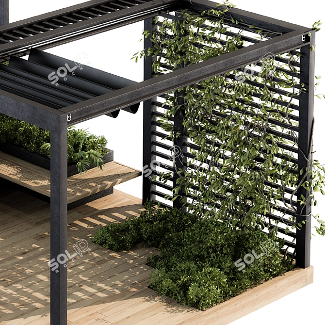 Elevated Pergola Garden Set 3D model image 3