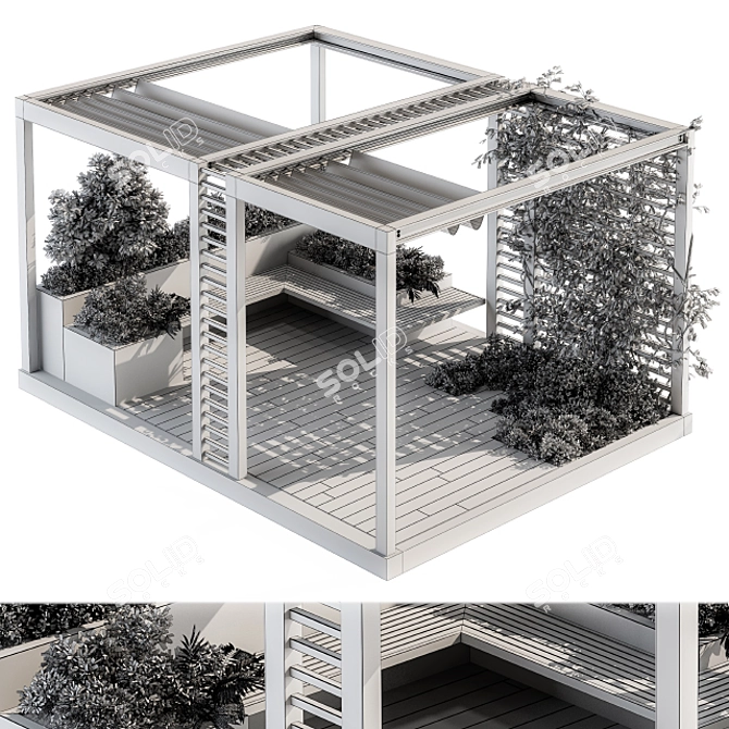 Elevated Pergola Garden Set 3D model image 5