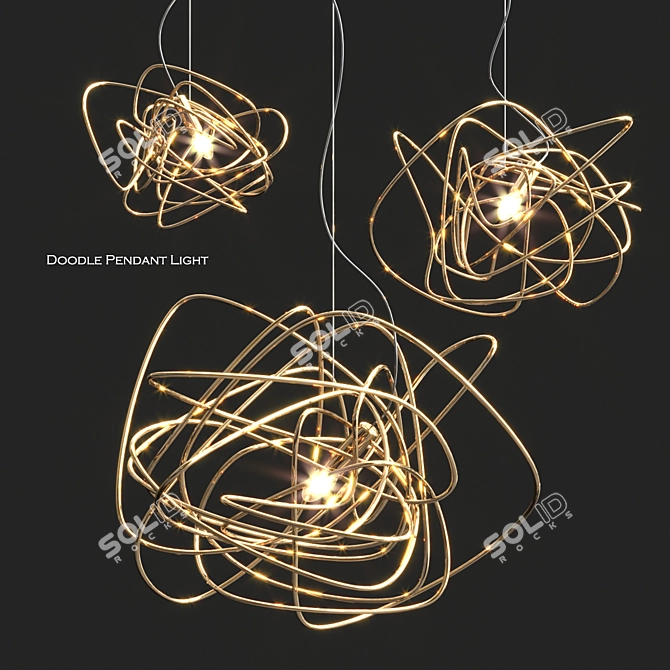 Elegant Terzani Doodle Pendant - 3 Sizes 3D model image 1