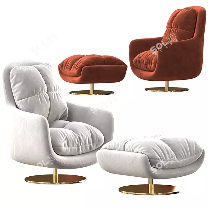 Sophia Swivel Armchair: Stylish and Comfortable Home Furniture 3D model image 3