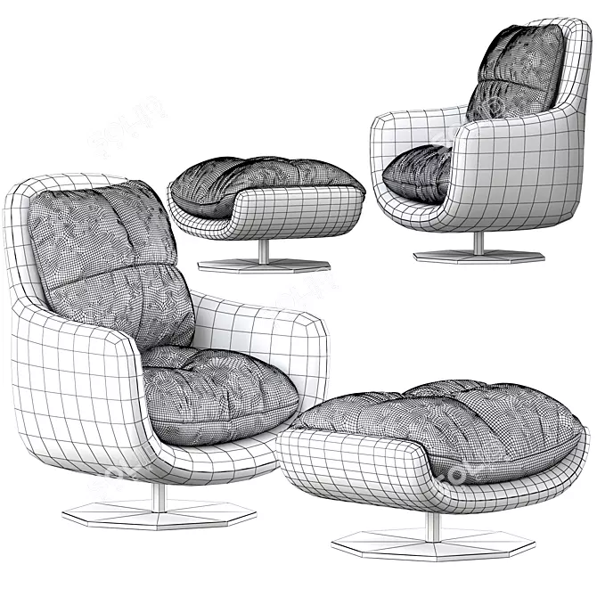 Sophia Swivel Armchair: Stylish and Comfortable Home Furniture 3D model image 4