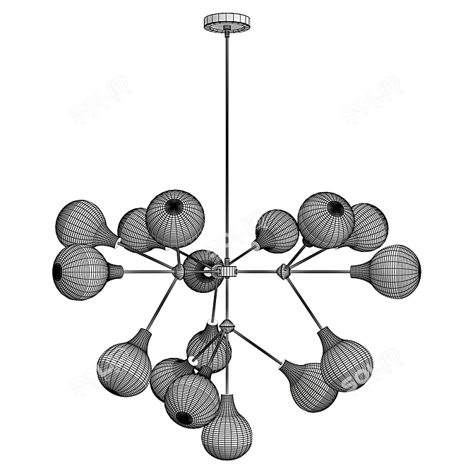 Sleek Glass Brass Chandelier 3D model image 2