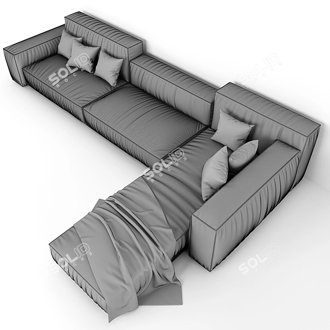 Elegant Black Velvet Sofa 3D model image 3