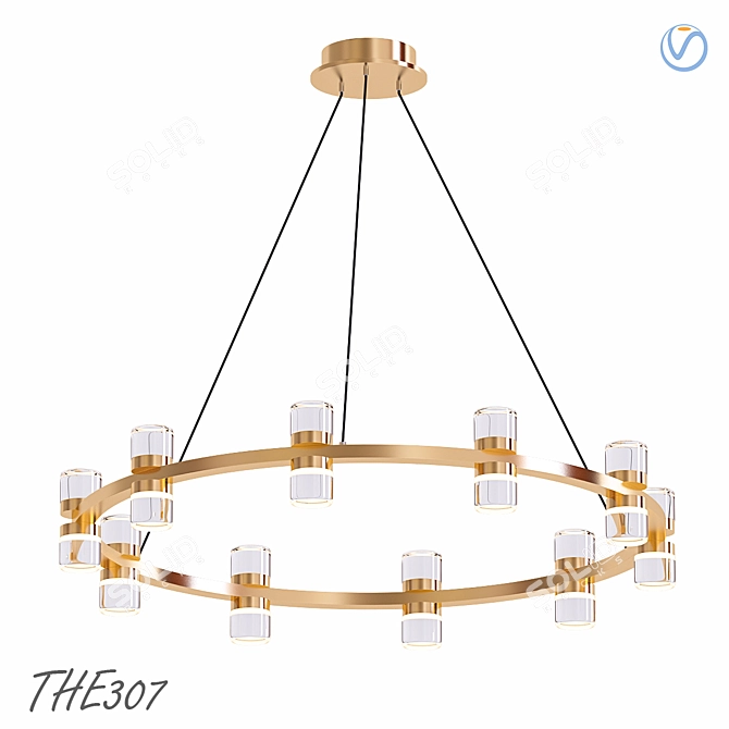 Modern LED Ring Chandelier 3D model image 1