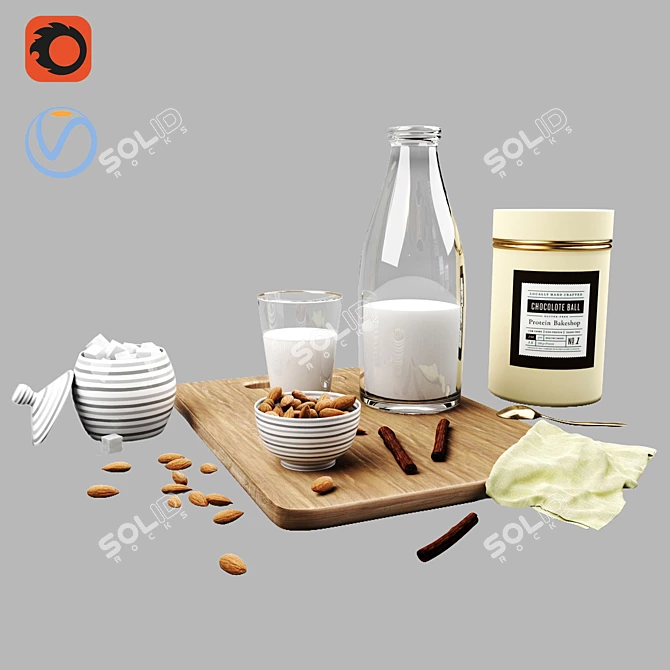 Modern Tableware Set 3D model image 1