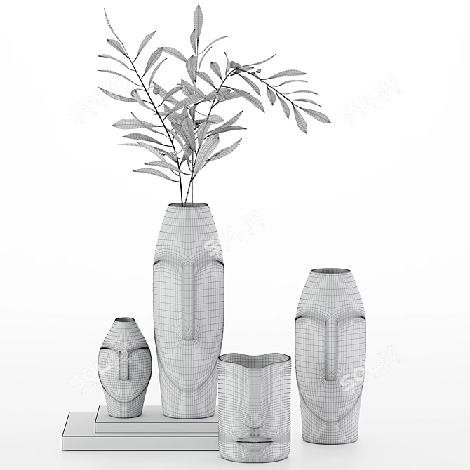 Elegant Ceramic Decor Set 3D model image 5