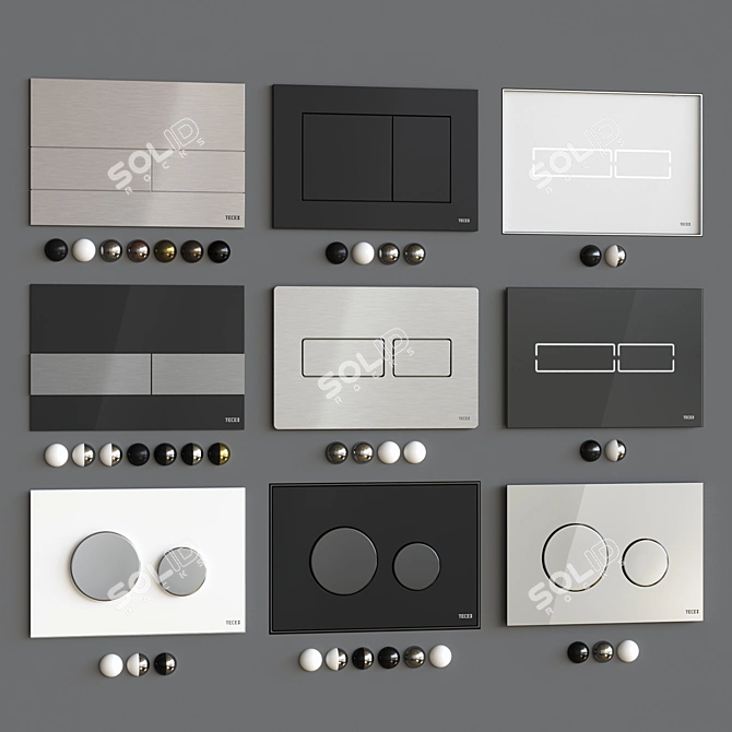 TECE Flush Plates Collection: Square, Glass, Solid, Now, Lux Mini, Loop 3D model image 1