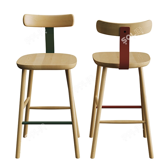 T2 Mid Stool by Maruni: Sleek Design, Vibrant Colors 3D model image 2