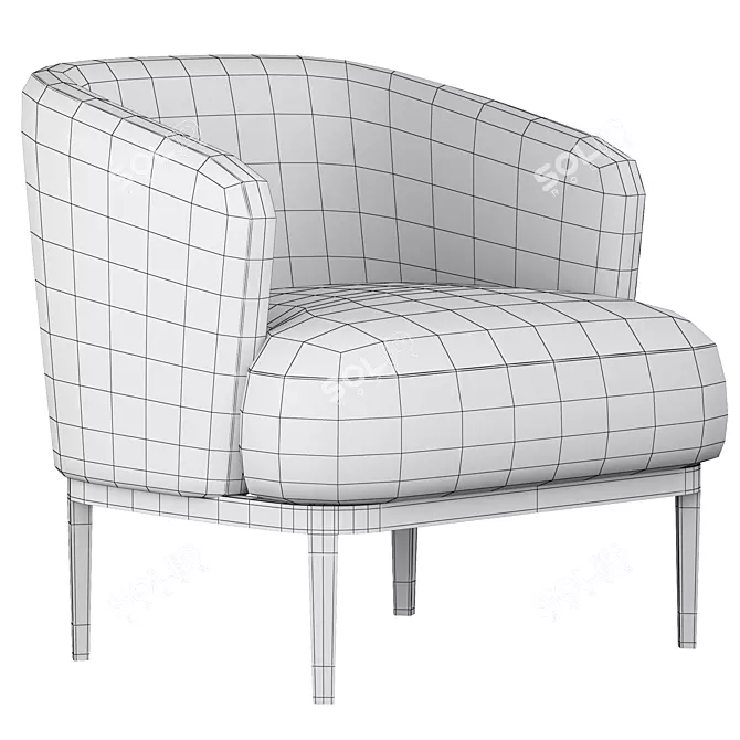 Italian Luxury Leather Armchair 3D model image 5