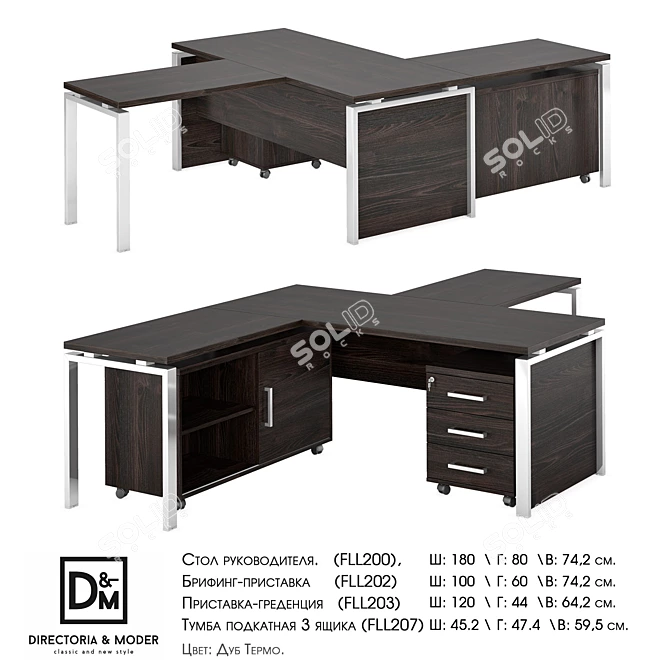 Flash Lux Executive Desk Set 3D model image 1