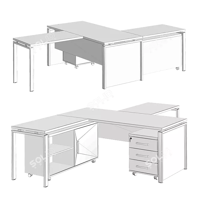 Flash Lux Executive Desk Set 3D model image 3