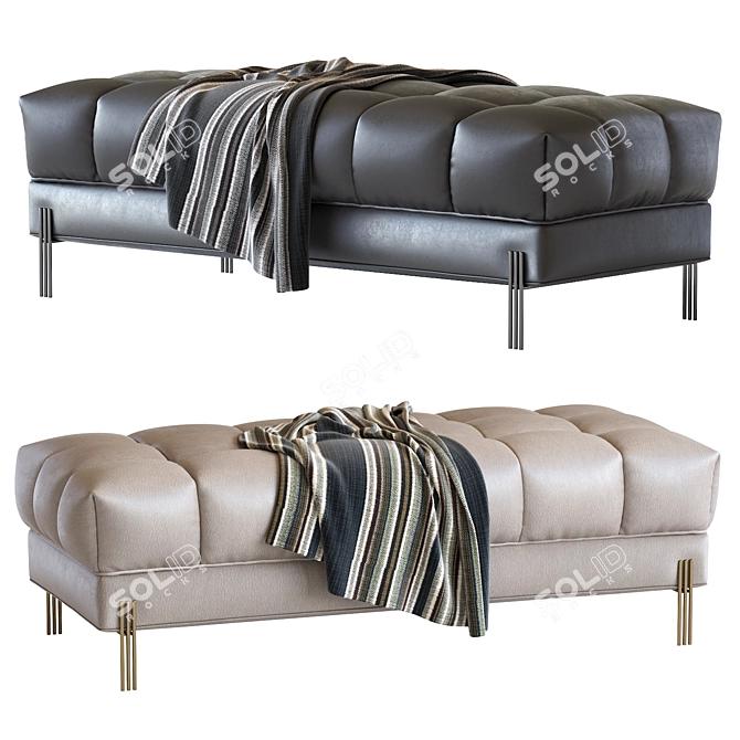 Luxurious Sienna Velvet Bench with Brushed Brass Legs 3D model image 1